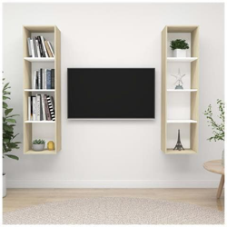 Mobile Tv A Parete 2 Pz Bianco E Rovere Sonoma In Truciolato características