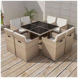 25 Pezzi Set Da Pranzo Esterno In Polyrattan Grigio en oferta