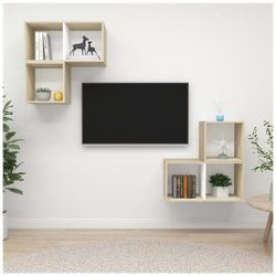 Set Porta Tv 4 Pz Bianco E Rovere Sonoma In Truciolato en oferta