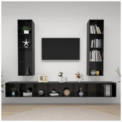 Mobile Tv A Parete 4 Pz Nero Lucido In Truciolato en oferta