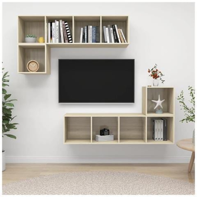 Set Porta Tv 4 Pz Rovere Sonoma In Truciolato