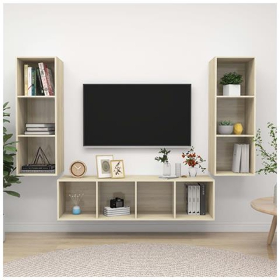 Set Porta Tv 3 Pz Rovere Sonoma In Truciolato