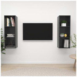 Mobile Tv A Parete 2 Pz Grigio Lucido In Truciolato en oferta