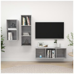 Set Porta Tv 3 Pz Grigio Cemento In Truciolato en oferta