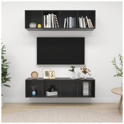 Mobili Tv A Parete 2 Pz Grigio Lucido In Truciolato en oferta