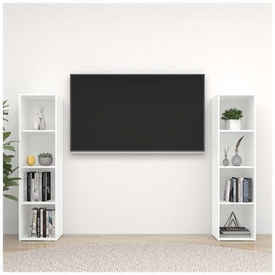 Mobili Porta Tv 2 Pz Bianchi 142,5x35x36,5 Cm In Truciolato