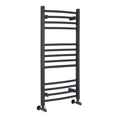 Hudson Reed Artle Scaldasalviette Curvo di Design Verticale - Termoarredo Bagno ad Acqua Calda - Acciaio Antracite - 486W - 1000 x 500mm