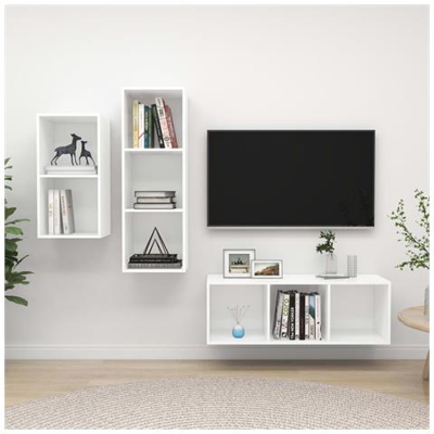 Set Mobile Tv 3 Pz Bianco In Truciolato