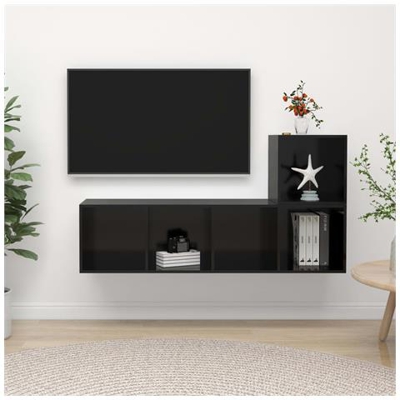 Set Mobile Tv 2 Pz Nero Lucido In Truciolato