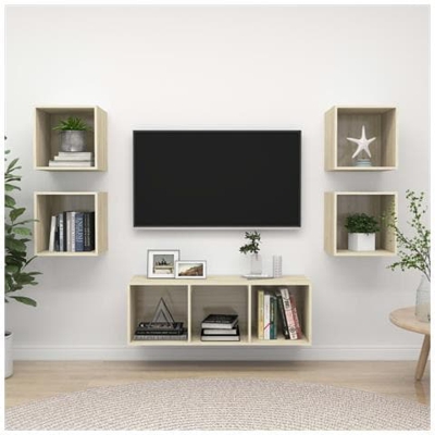 Set Porta Tv 5 Pz Rovere Sonoma In Truciolato