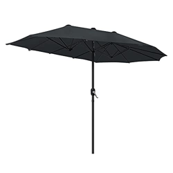 LZQ Ombrellone parasole doppio in alluminio con manovella, doppio strato ovale, da giardino, da terrazza, protezione solare UV50+, crema, 453 x 263 x  precio