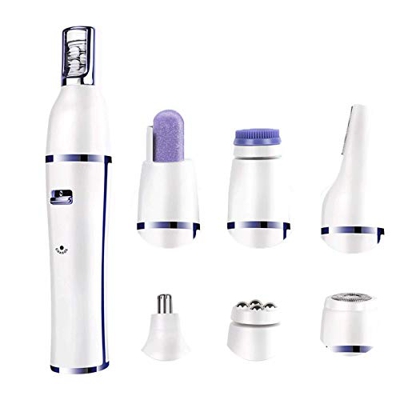 Rasoio Elettrico Donna, Epilatore Viso Impermeabile 7 in 1, Trimmer Bikini, Spazzola per Massaggio Viso, Rasoio Sopracciglia, Lima Unghie