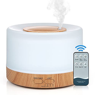 Czemo 500ml Diffusore di Oli Essenziali Ultrasuoni Diffusore di Aroma con Telecomando, Aromaterapia Elettrico Profumatore per Ambienti, Casa, Yoga