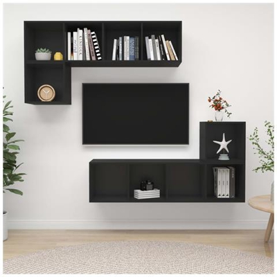 Set Mobile Tv 4 Pz Nero In Truciolato