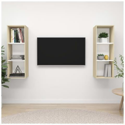 Mobile Tv A Parete 2 Pz Bianco E Rovere Sonoma In Truciolato características