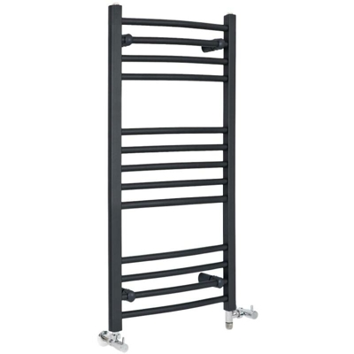 Hudson Reed Artle Scaldasalviette Misto Curvo Moderno - Termoarredo Bagno a Scaletta Antracite - Design Elettrico & Idraulico - 486W - 1000 x 500mm