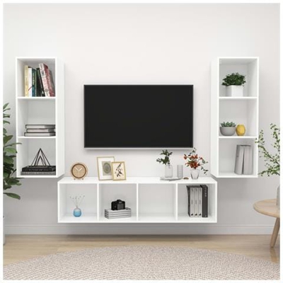 Set Mobile Tv 3 Pz Bianco In Truciolato
