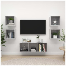 Set Porta Tv 5 Pz Grigio Cemento In Truciolato precio