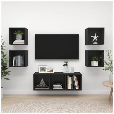 Set Mobile Tv 5 Pz Nero In Truciolato