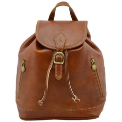 Zaino In Pelle Donna Colore Cognac - Pelletteria Toscana Made In Italy - Zaino en oferta
