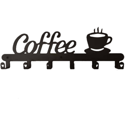 Portatazza da caffe in metallo Portabottiglie a forma di caffe 5 ganci Portabicchieri da appendere a parete Foratura senza chiodi Appendiabiti in características