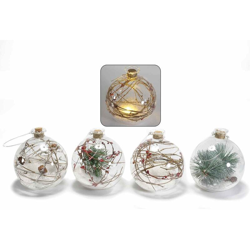 Palline per albero di Natale con decorazioni interne e luce led calda set da 4 palline características