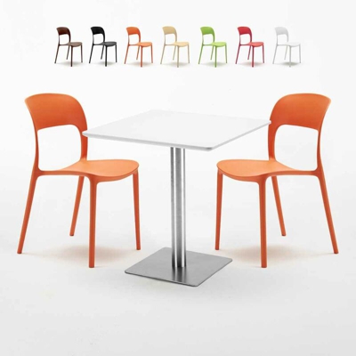 Tavolo 70x70 cm con 2 sedie colorate Restaurant Strawberry | Arancione
