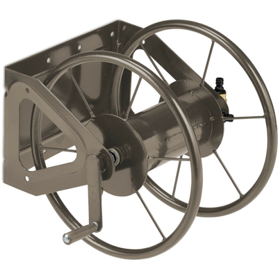 Avvolgitubo da Parete, in Acciaio, per Tubi di 60 m Attacco 34” Supporto Porta-Tubo, 42 x 53 x 46 cm, Marrone