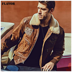 Bomber In Vera Pelle Da Uomo Nuovo Con Collo In Pelliccia Rimovibile Genuina [ marrone / M] en oferta