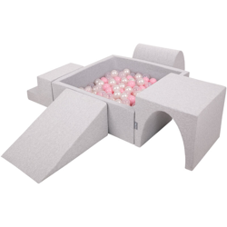 KiddyMoon Area Di Gioco In Schiuma Con Quadrato Piscina Di Palline (300 Palline) Per Bambini, Grigioch:Rosa Chiaro/Perla/Transparente - grigioCh:rosa en oferta