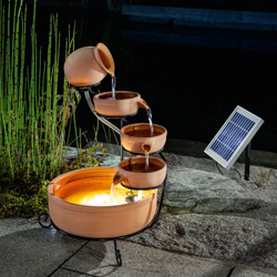Fontana solare a cascata con batteria + fontana solare LED fontana da giardino esotec 101304 en oferta
