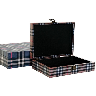 Set di Scatole Decorative DKD Home Decor Legno Tela (2 pcs)