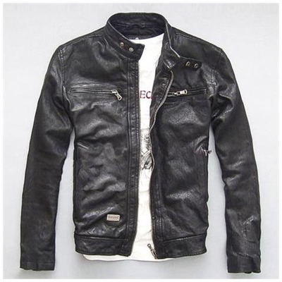 Giacca Di Pelle Da Uomo Genuina Vera Pelle Di Capra Di Pecora Di Marca Bomber Da Motociclista Da Motociclista [ nero / Xxxl]