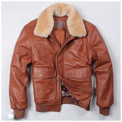 Bomber Invernale In Vera Pelle Con Collo Di Pelliccia Avirex Fly Air Force Flight Jacket [ marrone Chiaro / I]