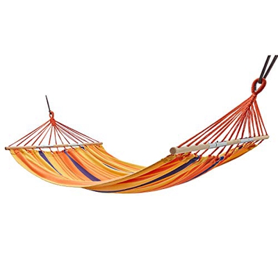 KingCamp Amaca da Giardino 200x140cm 2 Posti con Aste di Legno Pieghevole 3 Volte Amaca da Campeggio Carico 150kg Amaca Sospesa Leggero 3,7kg Portatil
