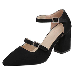SUCREVEN Sandali da Donna Eleganti Tacco A Blocco Sandali Appuntito Vestito Scarpe Tacco Alto Festa Sandali Nero Numero 45 EU/47CN características