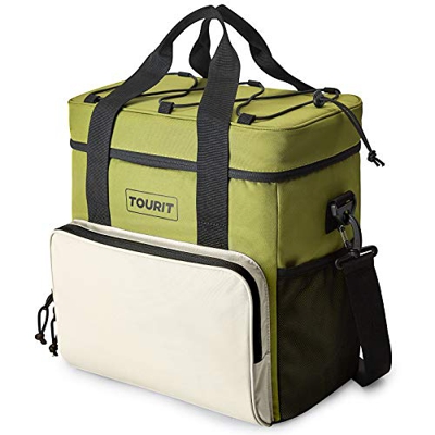 TOURIT Borsa Termica 35 Lattine Refrigeratori per il Pranzo con Isolamento Morbido 24L per Picnic, Spiaggia, Lavoro, Viaggio, Verde