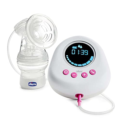 Chicco Tiralatte Elettrico con Fasi di Stimolazione ed Estrazione, 10 Livelli di Intensità, Confortevole e Veloce, Forma Ergonomica, con Tettarella In