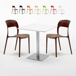 Tavolo 70x70 cm con 2 sedie colorate Restaurant Strawberry | Marrone en oferta