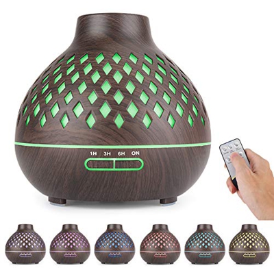 FRECOO Diffusore di Oli Essenziali Ultrasuoni, 400ml Diffusore di Aromi Ultrasuoni Umidificatore Ambiente Bambini con 7 Colori LED Selezionabili e Imp