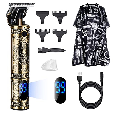Tagliacapelli Uomo Professionale, 0 mm Precisione Rasoio Elettrico Barba, T-Blade Impermeabile Tagliatrice Elettrico Capelli con 3 Pettini e Mantello 