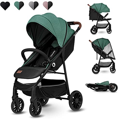 Lionelo Zoey - Passeggino per passeggino, fino a 15 kg, XXL, con protezione solare, supporto per i piedi, ruote in schiuma EVA, zanzariera pieghevole 