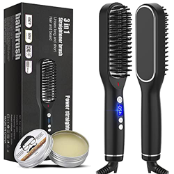 Mailiya Pettine lisciante da uomo + 1 balsamo, riscaldamento rapido 20S, 3 in 1, temperatura fino a 230 ℃, girevole a 360°, adatto per barba e capelli precio