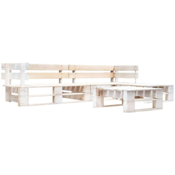 YOUTHUP Set Divani da Giardino su Pallet 4 pz in Legno Bianco - Bianco en oferta