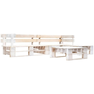 YOUTHUP Set Divani da Giardino su Pallet 4 pz in Legno Bianco - Bianco