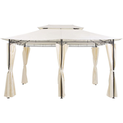 Gazebo in acciaio e tessuto beige 300 x 400 cm COLOS en oferta