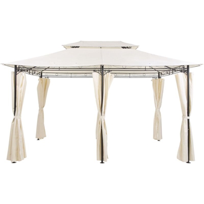 Gazebo in acciaio e tessuto beige 300 x 400 cm COLOS