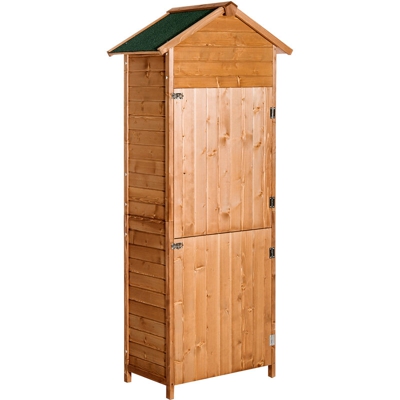 Casetta Armadio da Esterno Ripostiglio Attrezzi Rimovibile con 2 Porte in legno 79 x 49 x 190cm