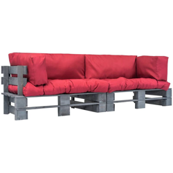 Divani da Giardino su Pallet 2 pz Cuscini Rossi Legno Pino FSC características