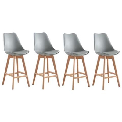Set di 4 sgabelli BJORN - Piedini in faggio - Finto grigio - L 49 x P 59 x H 101